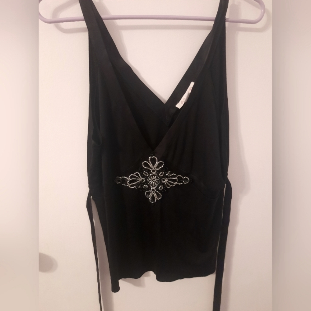 Black Embellished silk tank size Medium